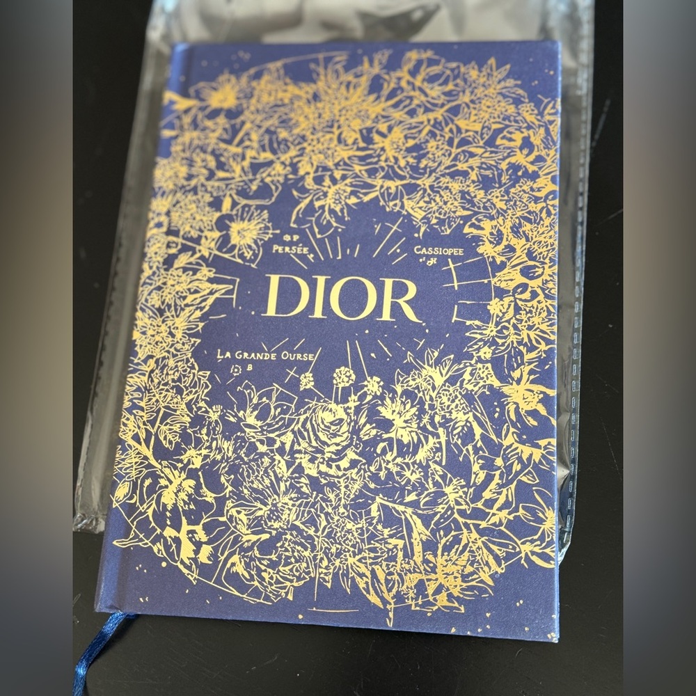 Christian Dior Notebook Diary VIP Gift. Navy Gold Floral/Constellation Pattern